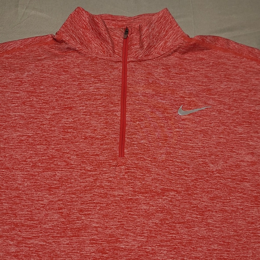 Nike Running Top Womens XL Red Heather Dri-FIT Mock Neck Long Sleeve Performance